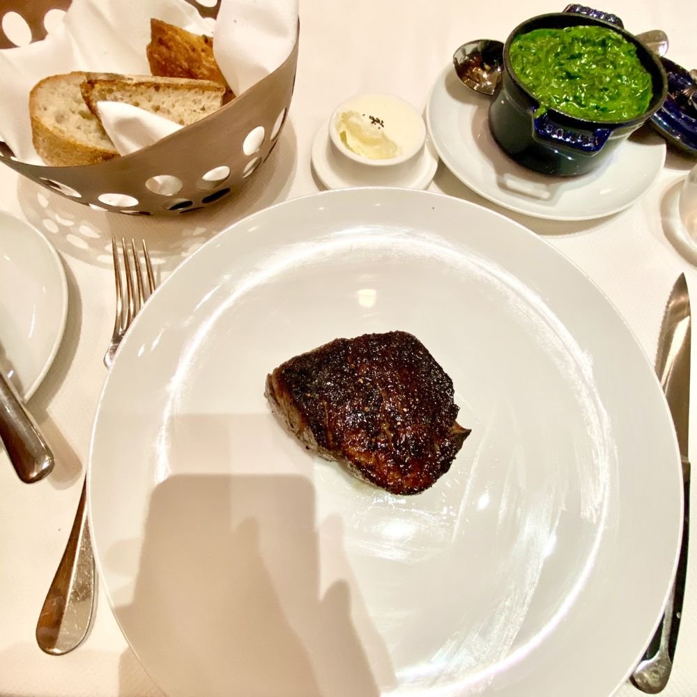 filet mignon and cream spinach