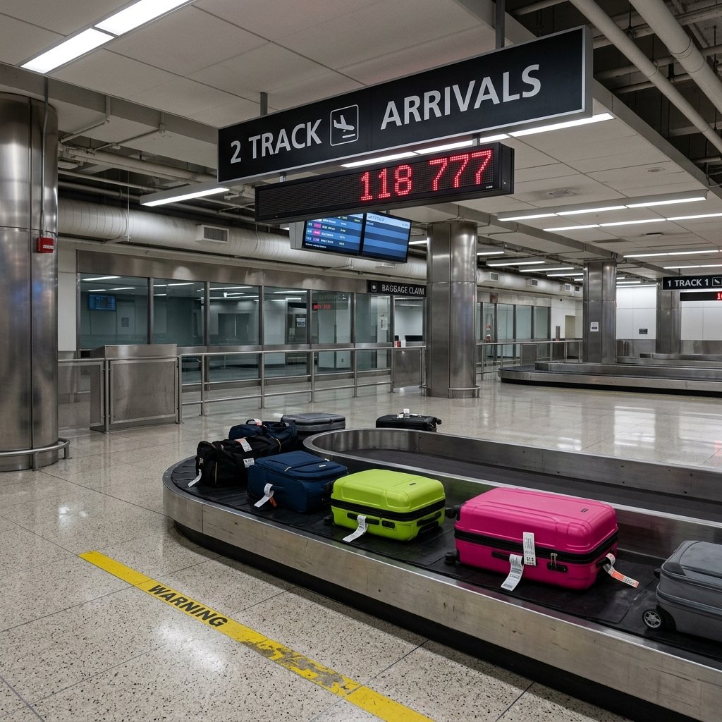 Baggage claim carousel where travelers file a PIR for lost luggage
