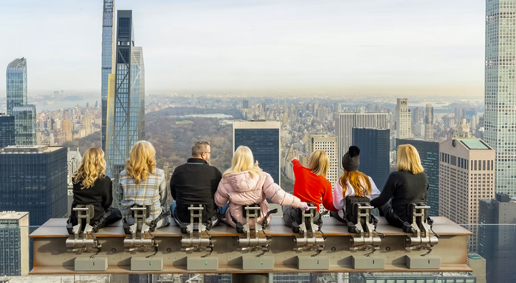 The Beam at Top of the Rock, recreating the 1932 skyscraper photo