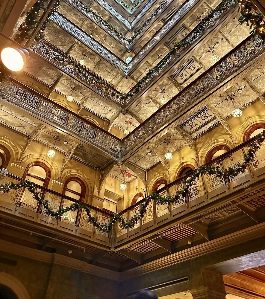 Nine-story Victorian atrium skylight above The Bar Room at The Beekman