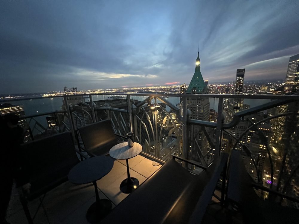 Overstory cocktail bar terrace on the 64th floor of 70 Pine Street